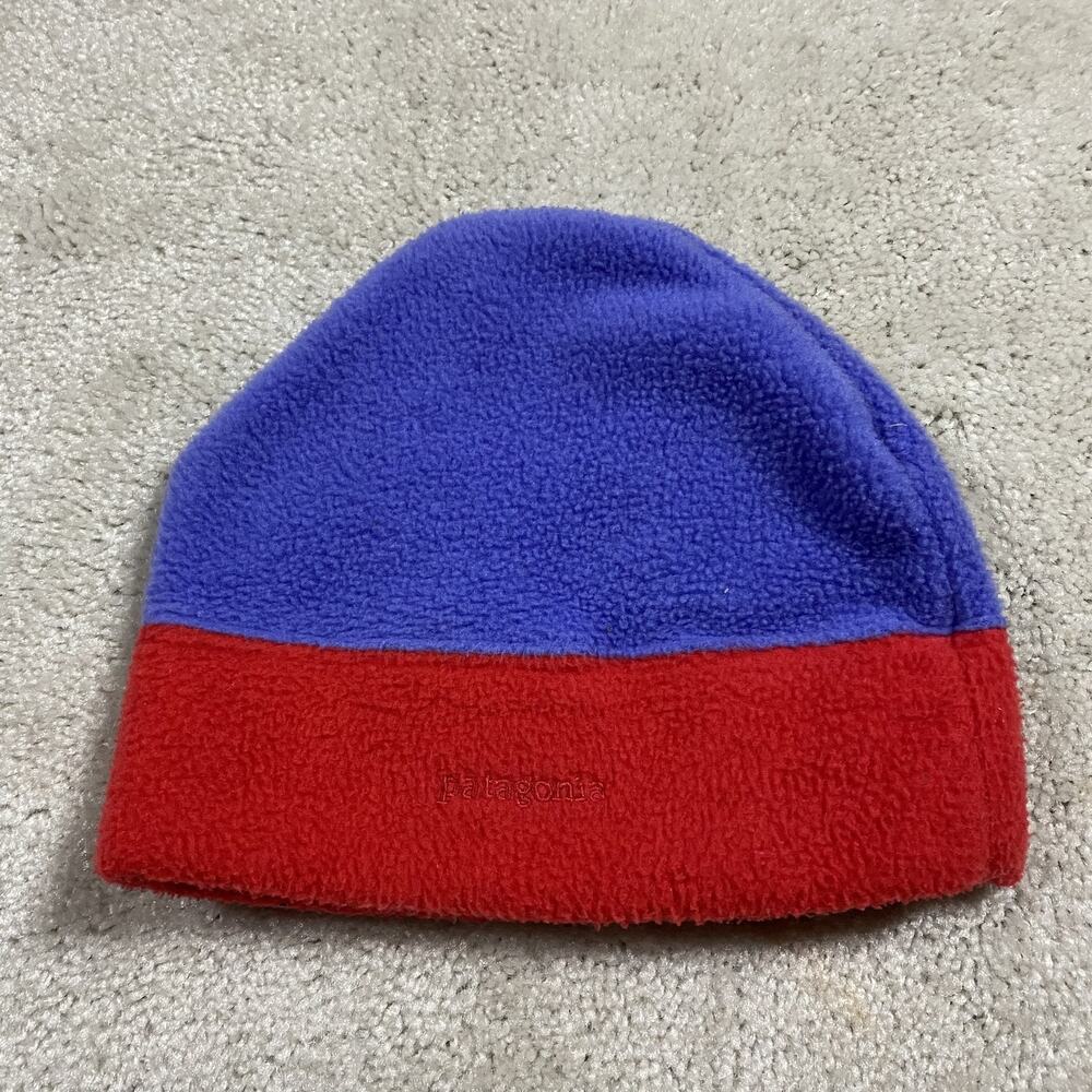 Vintage Patagonia Beanie Hat Cap Fitted Kids Fleece Winter Outdoors USA Ski Snow